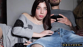 My StepSister Sucks my Cock to Win me in FIFA
