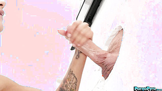 Ebony Babe Scarlit [censored] Sucks White Gloryhole Dicks