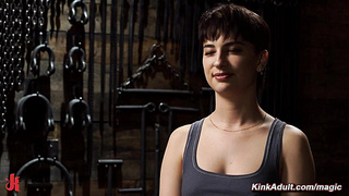 Bound suspended babe fingered by The Pope