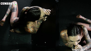 MILF Rocky draining 7 big gloryhole cocks in POV