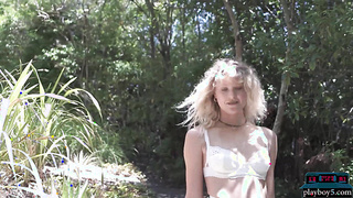 Petite blonde MILF painter striptease