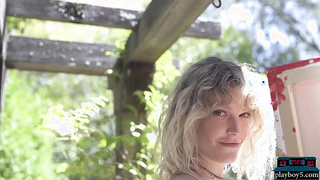 Petite blonde MILF painter striptease