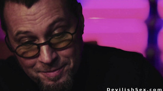 Dude fucks sexy blonde babe in black stockings