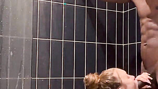 Petite Slut Sucks BBC in Shower