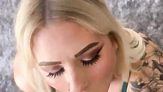 Blonde BBW Sucks and Swallows BBC