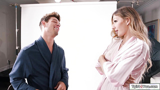 Shemale Jade Venus kissed during handjob