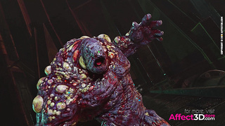 Big tits babe fucked by a huge monster in 3D animation