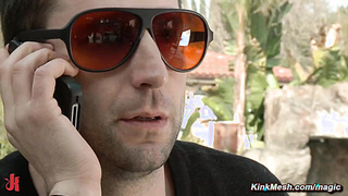 Muscular debt collector fucks MILF in bondage