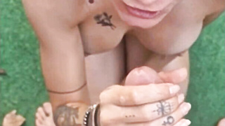 Busty Latina Sucking for Facial