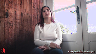 Curby bound babe fucked in public and begs for more