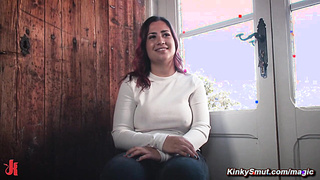 Curby bound babe fucked in public and begs for more