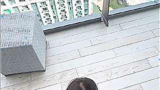 Big Tits Babe Balcony Blowjob