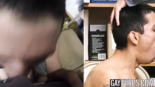 Skinny gay teen suspect blows cops huge cock to get home