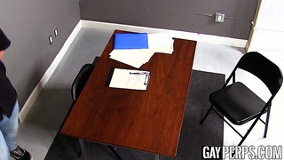 Tattooed officer Cliff Jensen rims and drills stud Dante Blaise