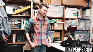 Twink perp caught and barebacked hard by a security officer