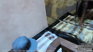 sporty girl masturbating in public