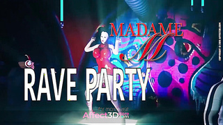 Big tits futa fucking a futanari in the disco in a 3d animation