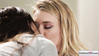 Brunette lesbian facesitting sexy blonde housekeeper