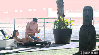 Guy sucking gfs foot while fucking her 2