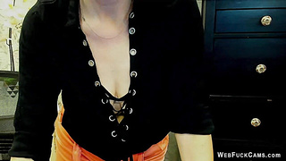 Busty German MILF on webcam solo show posing