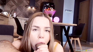 Horny Woman on Her Knees to Worship Huge Dick