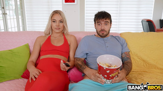 Stepbro hide his dick inside the popcorn bucket