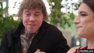 Brunette skinny latina having her first dp threesome