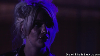 Busty blonde in dress fucked in the garage