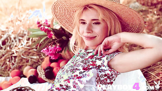 Cute European blonde posing outdoor