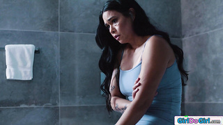 Stepmom facesits her busty stepdaughter