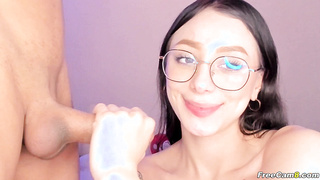 Nerdy Teen Gets Her Mouth Stuffed with Hard Dick