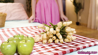 Victoria is touched and lovingly kisses Lilly