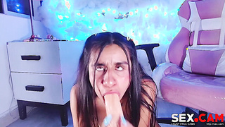 Cute Fit Latina Babe sucking and masturbating