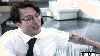 Big tits MILF fucks two religious guys