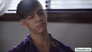 Poor dude watch his girlfriend banged by shemale