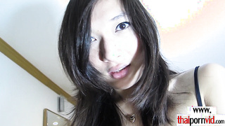 Guy fucking a hot Thai teens hairy pussy