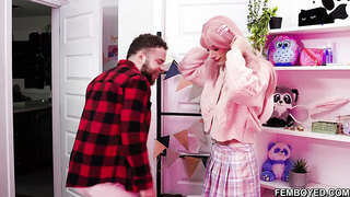 Femboy Cyrus Star rides her boyfriends cock