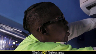 Blonde teen fucked by a black handyman