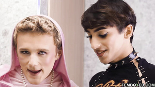 Femboys Foxy Alex and Benny Fox loves cock