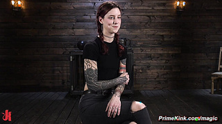 Tattooed redhead slave Cam Damage tormented