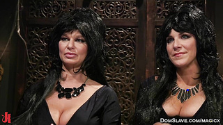 Busty lezdom dominates blonde MILF on Halloween