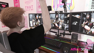Futanari gamer fucking her favorite superheroine in a 3D animated porn