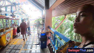 Theme park fun with hot Thai girlfriend