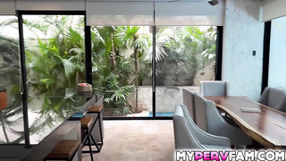 Khloe twerks her cute ass on her stepbro's penis