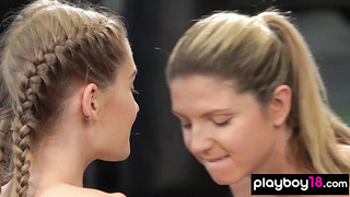 Russian lesbian blondie licking her GF