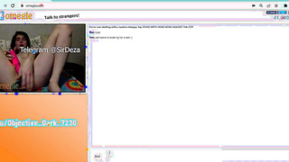 Omegle hoe plays with her pussy and some toys