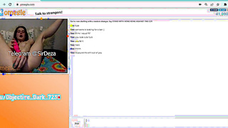 Omegle hoe plays with her pussy and some toys