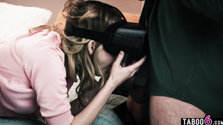 Tiny stepaughter teen got a VR headset