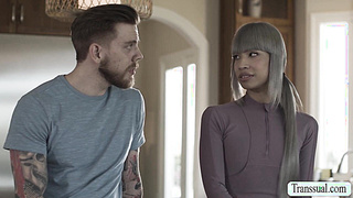 Skinny Trans lets boyfriends friend fuck her ass