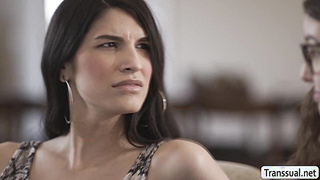 Nerd chick gets fucked by skinny Trans Woman